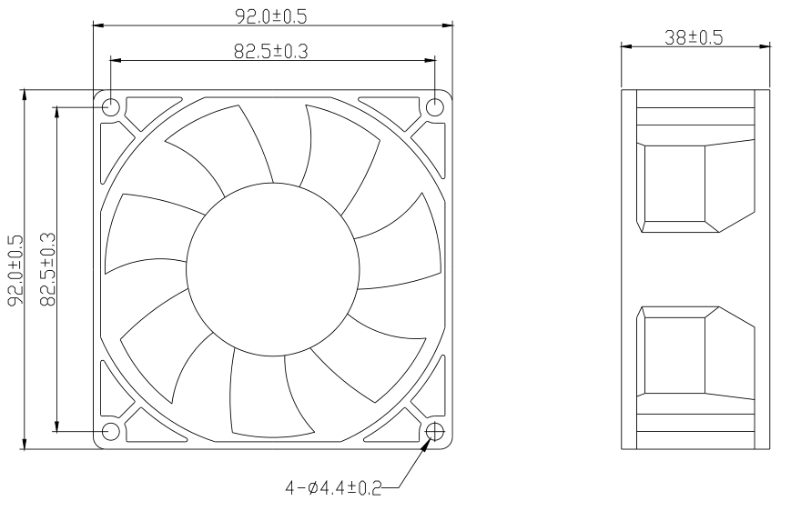9238-1 12V DC Motor Fan 92mm DC Brushless Axial Cooling Fan Industrial Application(图2)