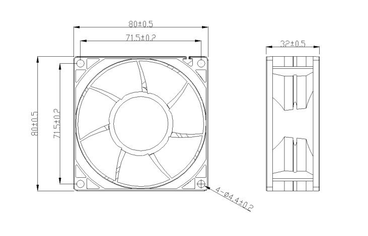 High performance 80*80*32mm 12v dc brushless cooling fan(图2)