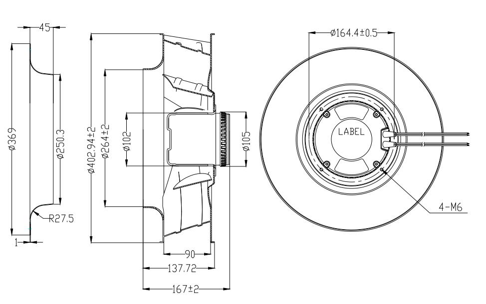 High Air Flow 48V Round 400mm DC Centrifugal Fan PWM Control Ventilation Fan(图2)