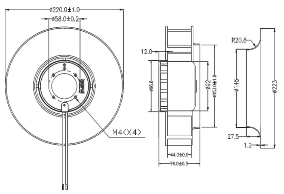 220mm DC 48V telecom backward centrifugal blower fan for ventilation telecom(图2)