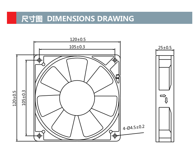 12025-3 EC 120X120X25mm 轴流散热风扇(图3)